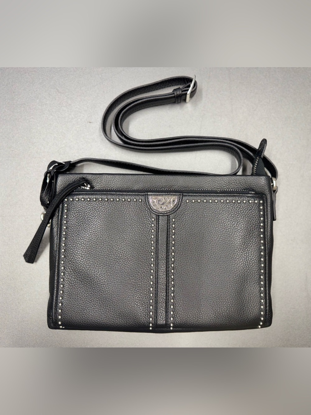 Brighton Jagger Pretty Tough Black Leather Studded Crossbody